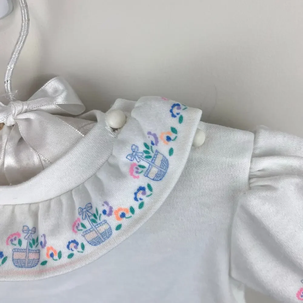 Vintage OshKosh B'gosh Ruffle Collar Flower Garden Blouse 2T USA